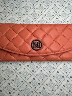 Badgley Mischka Quilted Coral Clutch Wallet
